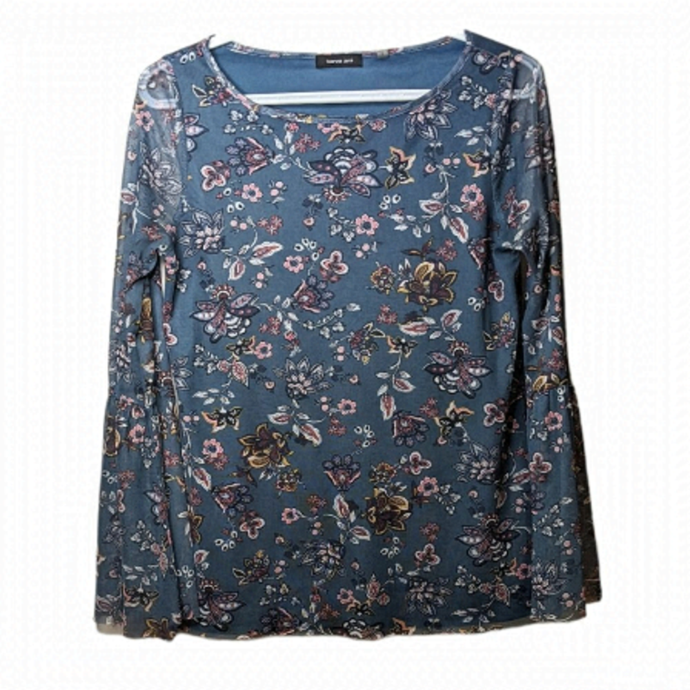Verve ami bell sleeves mech floral long sleeve shirt top Small @X